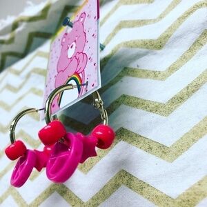 Pink Hoop Cheer Bear Earrings